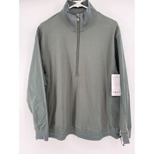 Athleta Triumph Hybrid Half Zip‎ Sweatshirt Womens Medium Green Pullover NWT